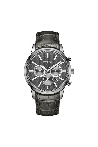 Generic Men Watch With A Gray Leather Strap
