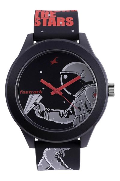 Generic Fastrack Silicone Black Dial Analog Watch For Unisex 38003Pp24