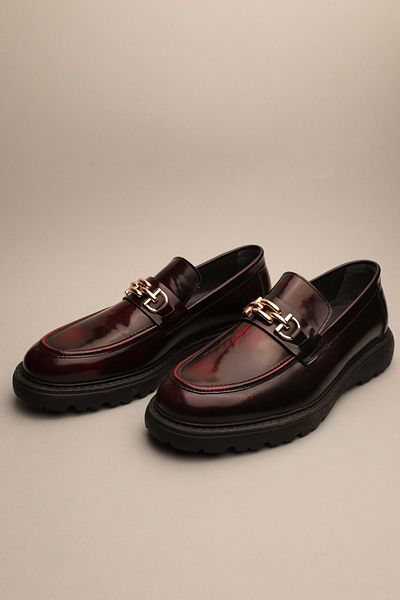 Gondol Loafer clasic pentru bărbați din piele naturală Roșu Claret 42 ttx.690