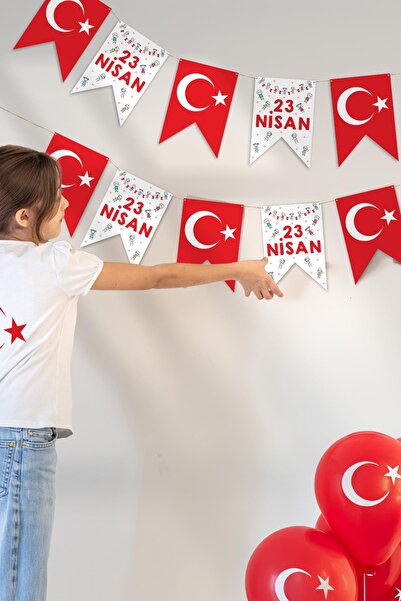 MSticker 23 Nisan Bayramı Temalı Flama, Çocuk Bayramı Sınıf Ev Süsleme Okul S...