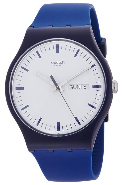 Generic Swatch Bellablu White Dial Blue Silicone Strap Men Watch Suon709
