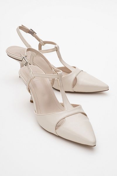 LuviShoes Abelia Ecru Skin Women's Thin Heeled Shoes