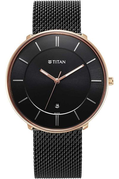 Generic Titan Noir Black Dial Metal Strap Watch 1849Km03