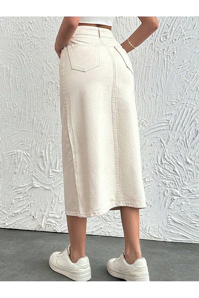 Dema Women's Cotton Ecru Denim Skirt