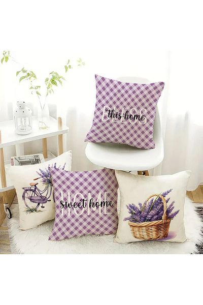 Evmila Set de 4 huse de pernă din catifea cu tematică de primăvară, 43x43 cm, imprimare pe două fețe