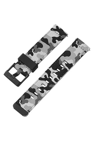 Generic Timex 22Mm Fabric Quick Release Strap – Black Winter Camo With Black Buckle