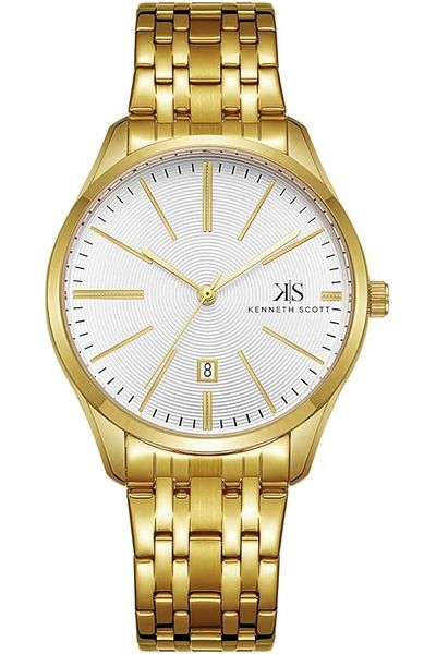 Generic Kenneth Scott Men Quartz Movement Watch Analog Display And Stainless Steel Strap K22015 Gbgw Gold