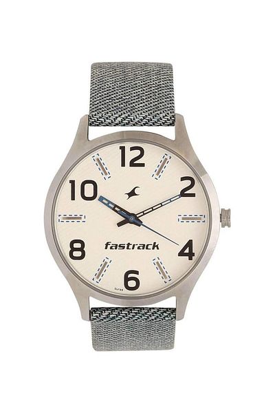 Generic Fastrack White Dial Blue Leather Strap Watch
