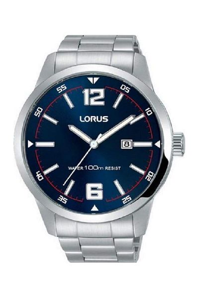 Generic Lorus Rh977Hx9 Sports Men Quartz 100M Water Resistant Stainless Steel Silver With Blue Dial