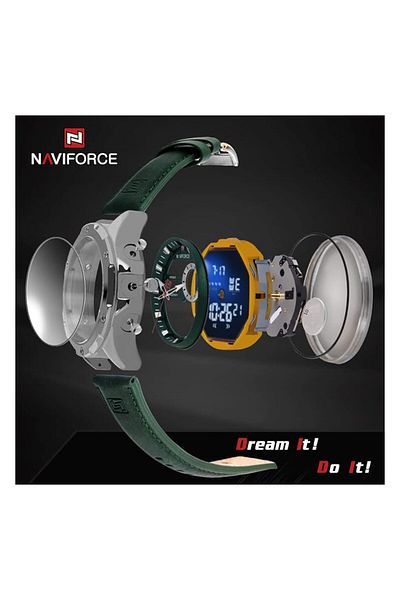 Generic Naviforce Men Military Multifunction Sport Waterproof Leather Watch Digital Analog Quartz