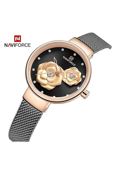 Generic Naviforce Stainless Steel Analog Watch Nf5013 Rg Bb Women Black Bracelet