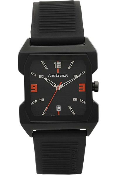 Generic Fastrack Analog Watch For Men Nr1474Np01 Black Dial Rubber Black Strap