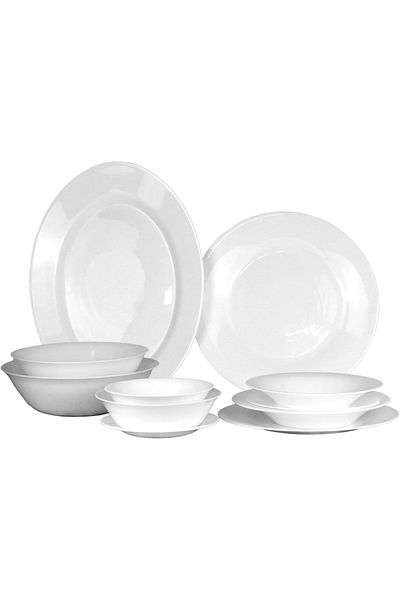 Melrich 12 Pcs Opal ware Dinner Set Dishwasher Safe Microwave Safe BPA-Free Freezer safe