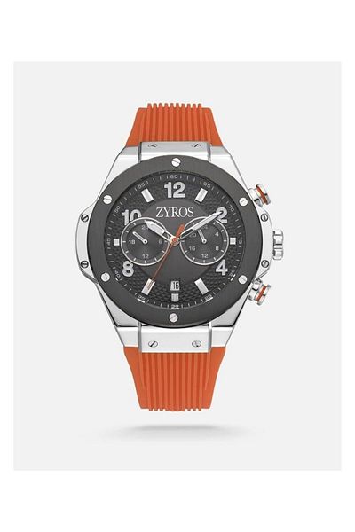 Generic Men Watch With Orange Rubber Strap