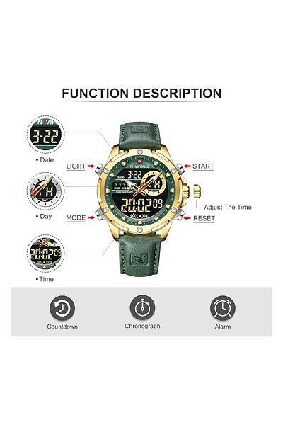 Generic Naviforce Men Military Sport Wrist Watch Quartz Steel Water Resistant Dual Display Male Clock