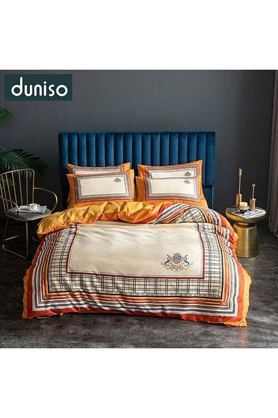 Generic DUNISO 4-Piece Bedding Set Polyester Orange 200x230cm