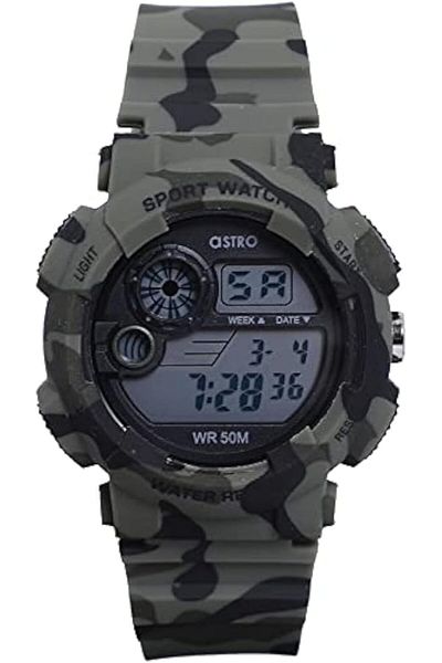 Generic Astro Men Watch Digital Display And Silicone Strap A21903 Pphb Green Camouflage