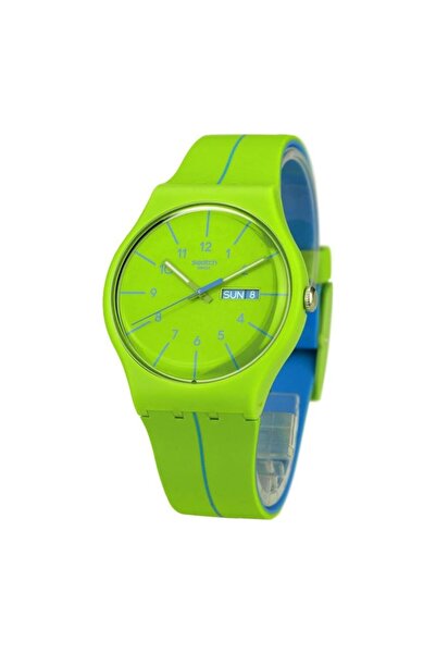 Generic Swatch Men New Gent Suog707 Green Silicone Swiss Quartz Watch Green New Gent