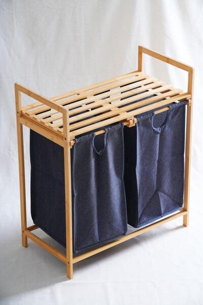 ÇIRPAN EV BAMBU İKİ BÖLMELİ ÇAMAŞIR SEPETİ