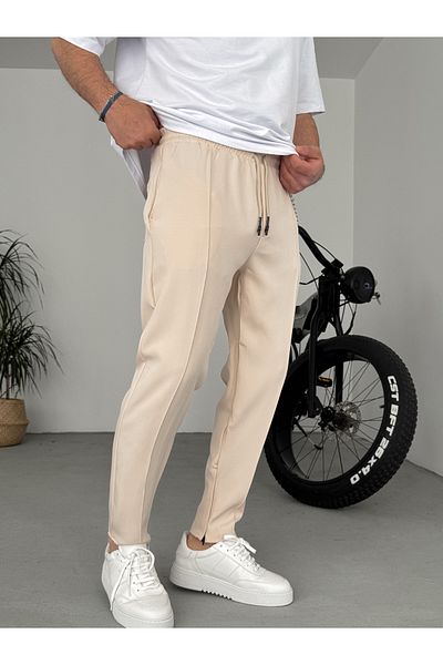 BYBASICMAN Beige Stitched Zippered Relaxed Cut Trousers Dp-017