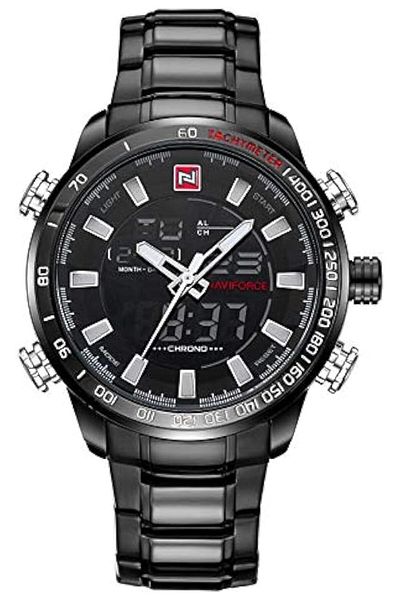 Generic Naviforce Fan Sport Watch For Men Analog Digital Stainless Steel Nf9093 Black