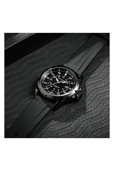 Generic Sapphero Men Watch 100M Waterproof Chronograph Classic Luminous Leather Stainless Steel Band Watch