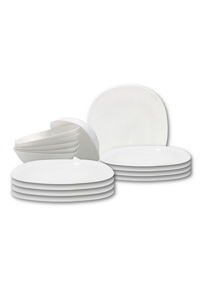Melrich 12 Pcs Opal ware Dinner Set Dishwasher safe, BPA-free, Freezer safe Lightweight