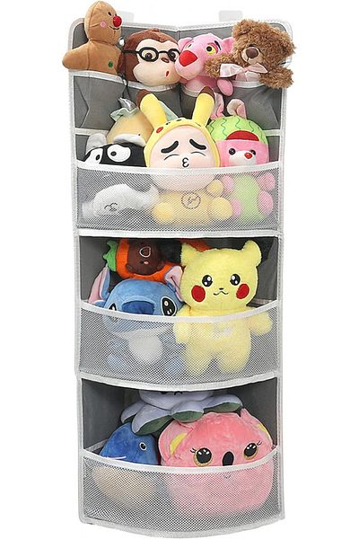 JarM JarM hanging corner organizer, plastic/textile, gray, 26 x 26 x 90 cm