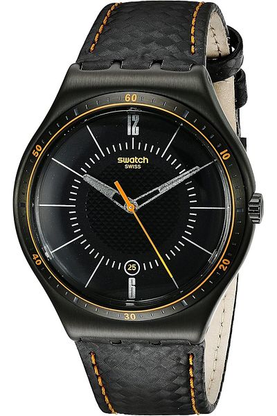 Generic Swatch Men Ywb401 Irony Analog Display Swiss Quartz Black Watch