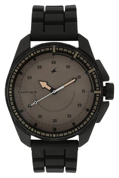 Generic Fastrack Commando Men Brown Dial Silicone Band Watch T3084Np01 Bracelet