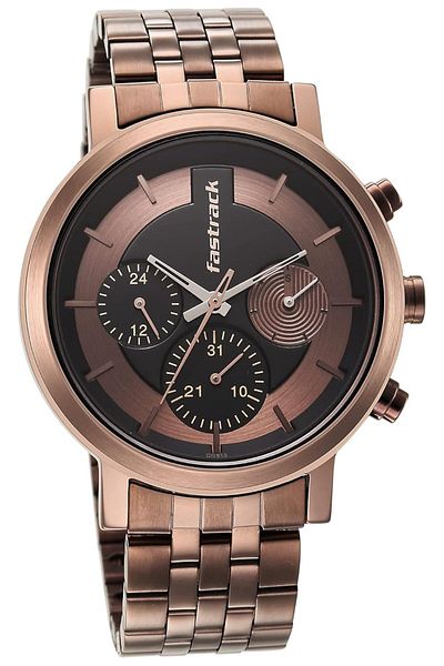 Generic Fastrack Analog Multicolor Dial Men Casual Watch Brown