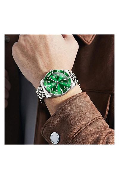 Generic Men Digital Sports Watch Brown Leather Strap Led Square Large Face Analog Quartz Wrist Watch With