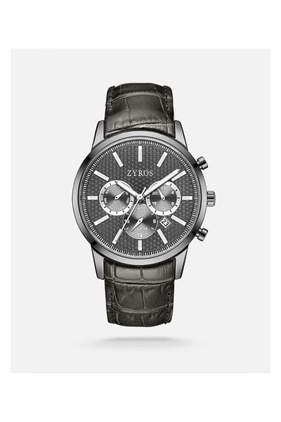 Generic Men Watch With A Gray Leather Strap