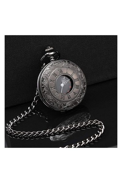 erorex Vintage Pocket Watch Steel Men Watch With Chain