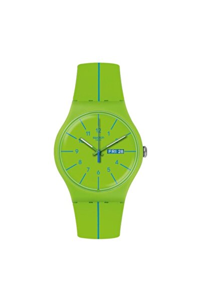 Generic Swatch Men New Gent Suog707 Green Silicone Swiss Quartz Watch Green New Gent