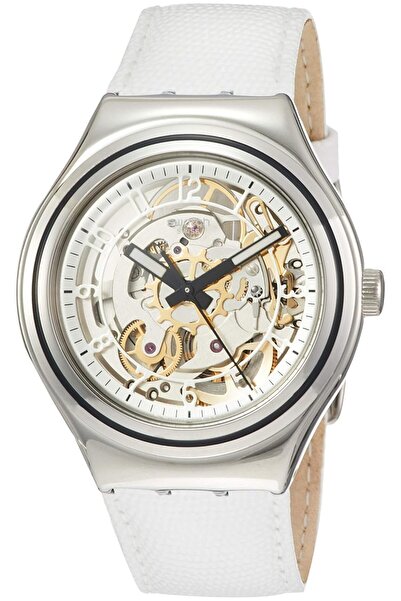 Generic Swatch Irony Uncle Charly Silver Dial Leather Strap Men Watch Yas112C