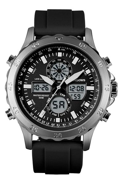 Generic Pindows Watch For Men Waterproof Big Dial Analog Digital Sport Multifunction Led Backlight Fashion