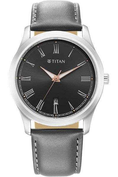 Generic Titan Quartz Analog With Date Anthracite Dial Watch For Men 1823Sl06