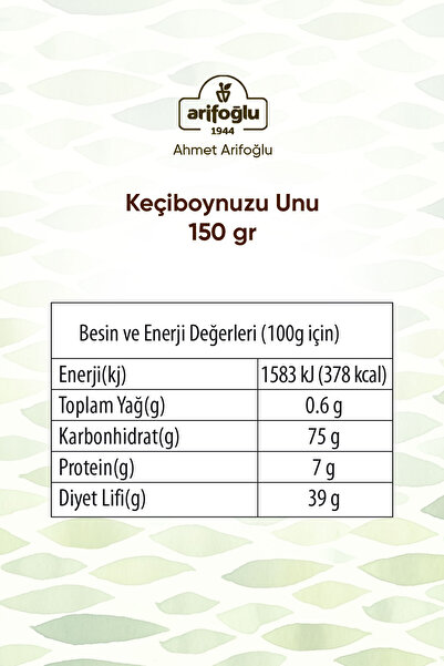Arifoğlu Keçiboynuzu Unu Öğütülmüş Silindir Kutu 150gr