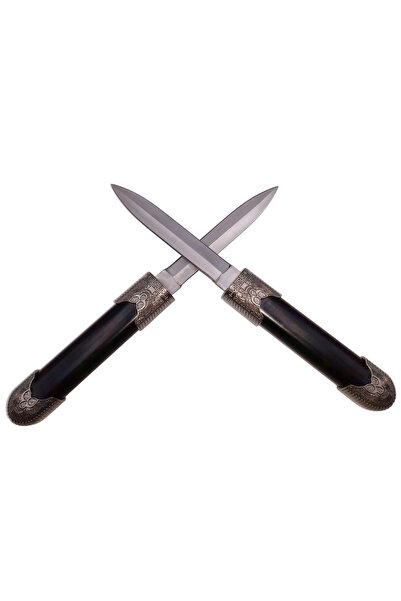 Depox Dvojitý lovecký nůž IdeallStore, Da de los Muertos, 22 cm, černý