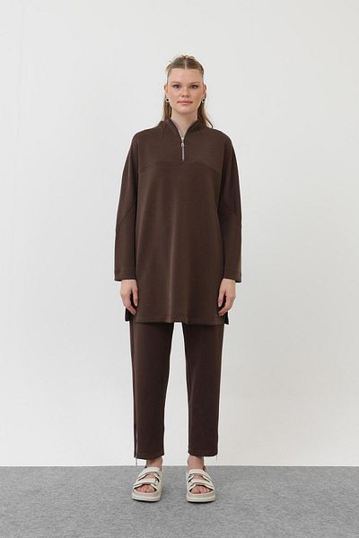 Puane 10611 Women's Front Zipper Detailed Modal Tunic