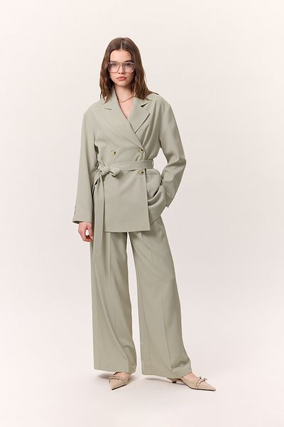 Manuka Draped Belted Jacket Soft Green