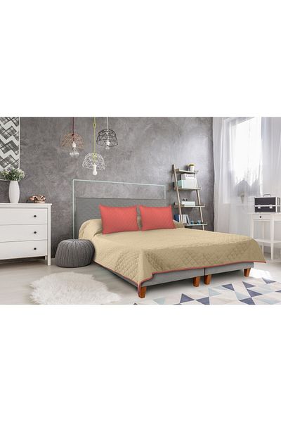 ALCAM Double Face Duvet Cover, 210 X 220 Cm 100% Microfiber, Coral/cream