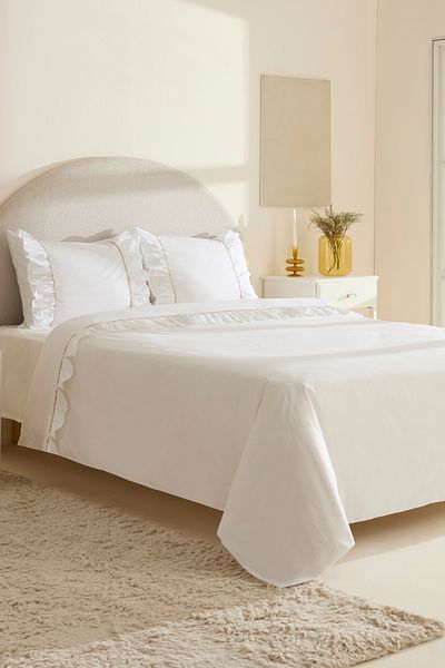 Karaca Home Set cuvertură de pilota dublă Viento 100% bumbac alb