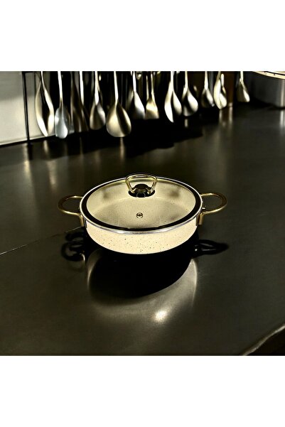 BENA LİFE وعاء جرانيت بمقبض مزدوج كريمي مقاس 20 سم