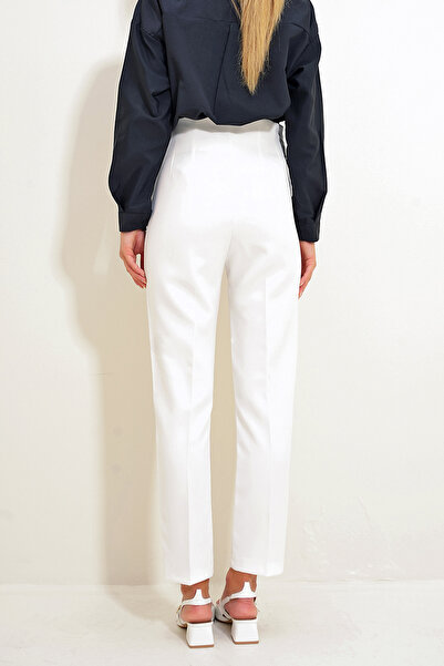 VAGGON Women's White High Waist Carrot Pants Prmx12656