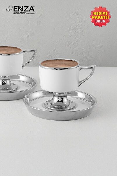 Enza Doris 2 Porcelain Coffee Cup Set 90 ml - Platinum