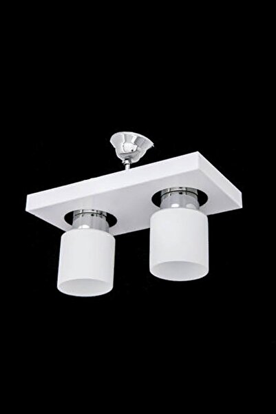 Sedef 2'li Beyaz Metal E27 Duy Camlar Beyaz Renk Sıralı Sarkıt Avize