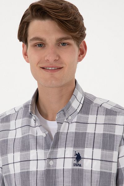 U.S. Polo Assn. Мъжка тъмносиня риза с къс ръкав 50300641-VR033