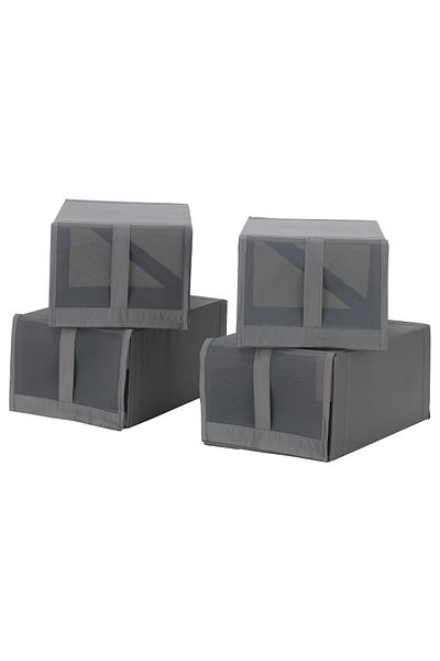IKEA صندوق أحذية SKUBB، رمادي غامق، 22 × 34 × 16 سم